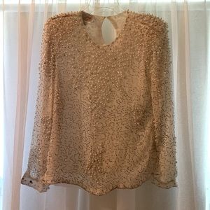 Exquisite Vintage Pearl and Beaded Silk Blouse